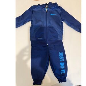 Nike Baby Boys' 2-piece Blue Color Block Hoodie and Jogger Set Size 12M